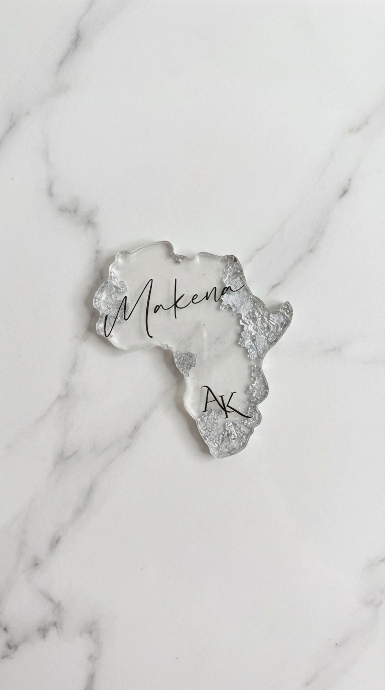 The Heirloom Africa Silhouette Place Card - Silver