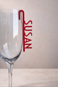 modern architectural personalised wine glass charm place card for luxury wedding