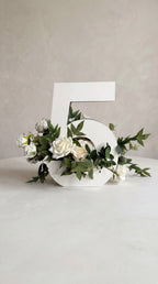 luxury faux floral table number with handmade flowers for wedding centrepiece