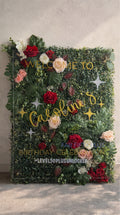 large statement floral wedding welcome sign with handmade faux flowers and personalised text