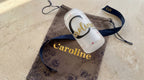 luxury faux velvet drawstring keepsake bag with personalised toile pattern print